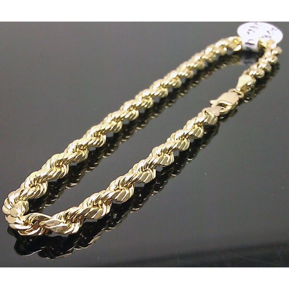 NWT Real Gold Men's Thick Rope Bracelet 9 Inches